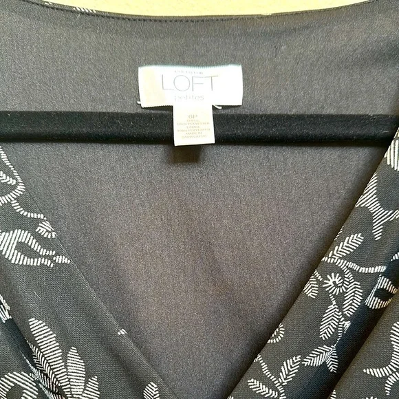 LOFT Black and White Tie Front Sheath Dress - Picture 2 of 7